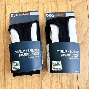 DSG Baseball Socks Stirrup Sanitary Combo Pack Youth Size XS Black White New
